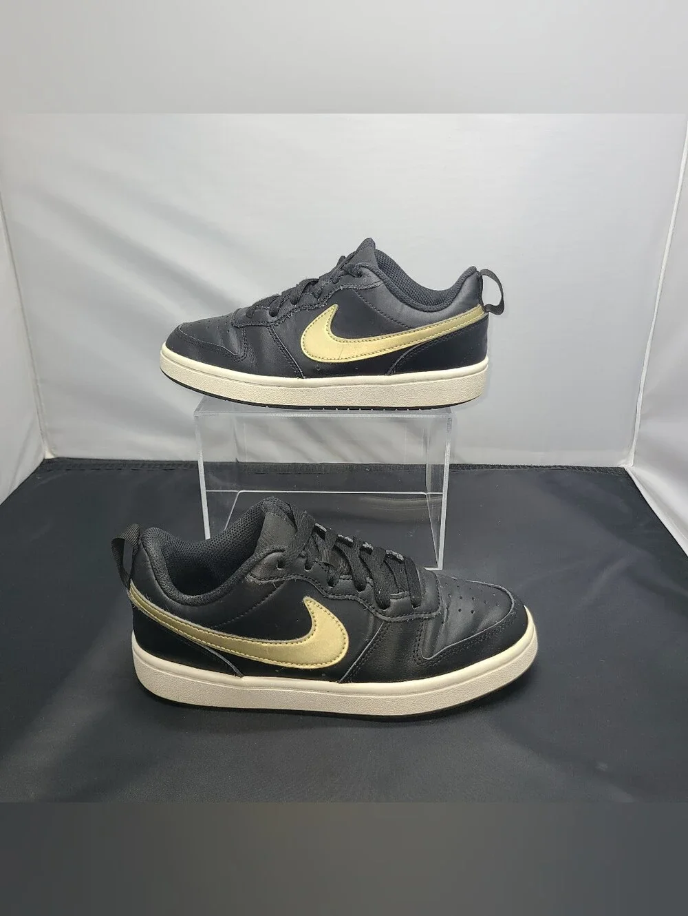 Nike Court Borough Low 2 Black Gold Lifestyle Sneakers Kids Size 4.5Y